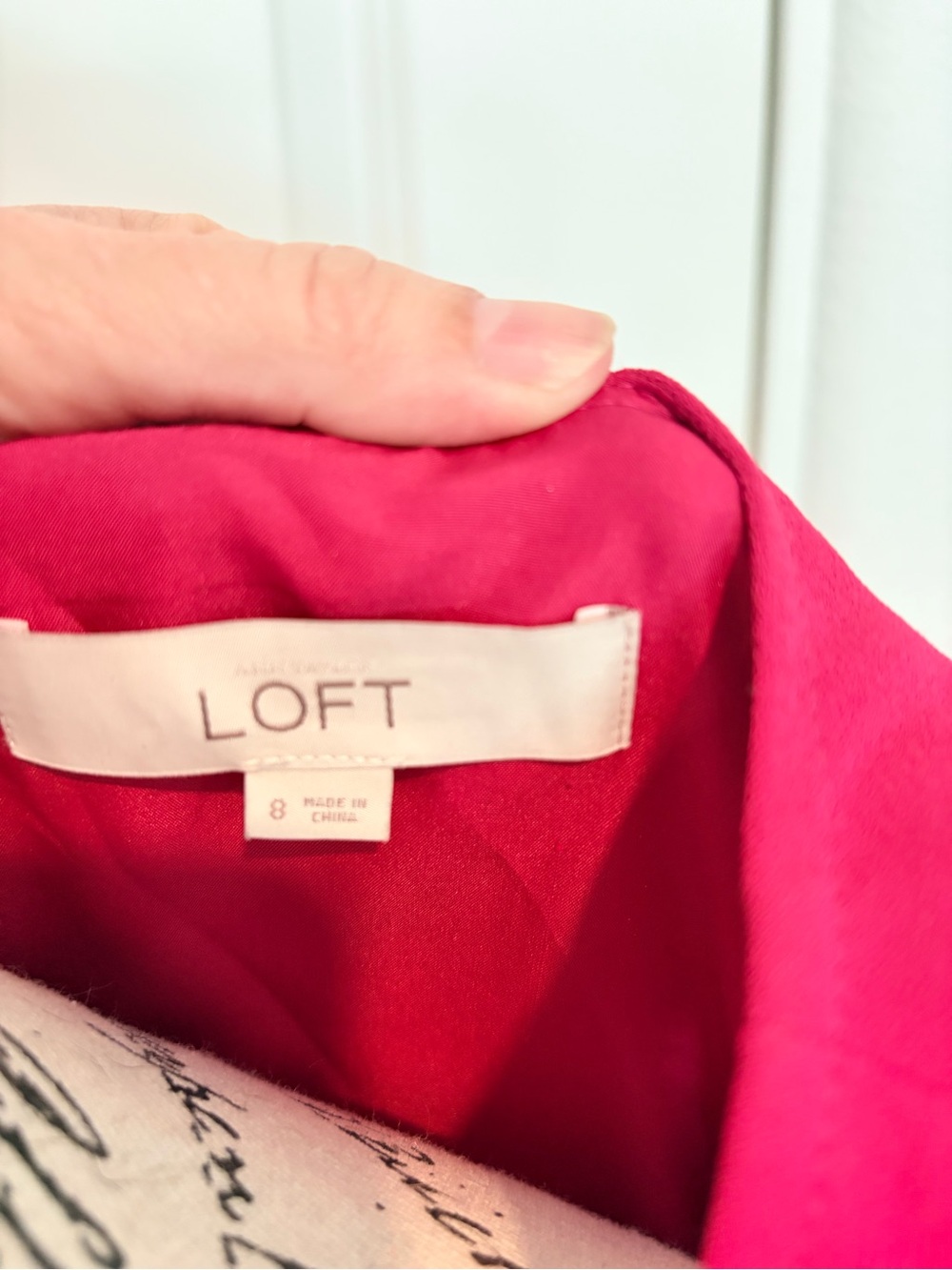 LOFT Fuchsia Sleeveless Dress with Black Lace Waist Detail - Picture 5 of 5